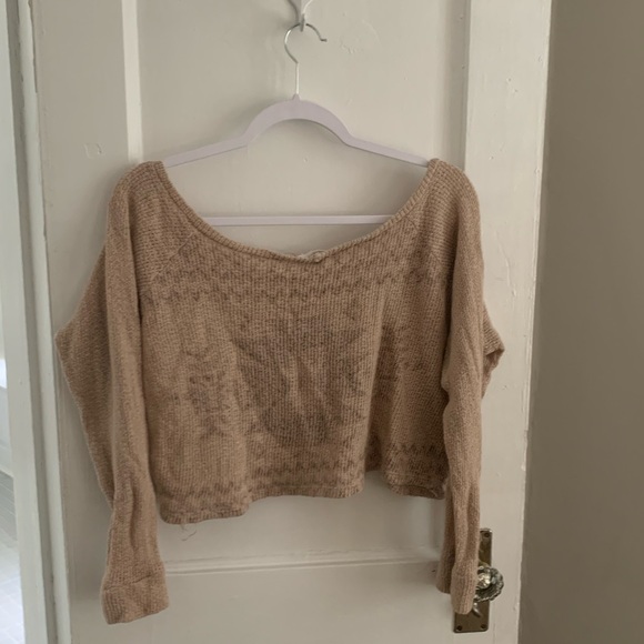 Blu Pepper Aztec Printed Cropped Sweater Pullover - Picture 4 of 4